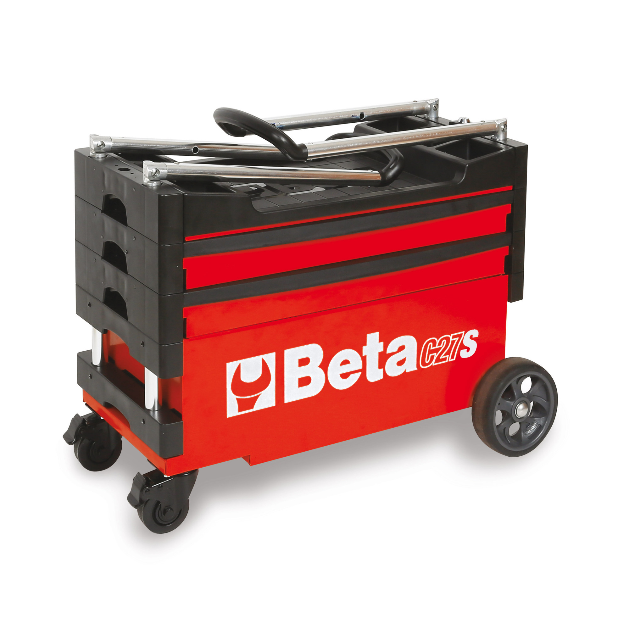 Beta, Collapsible Tool Cart w/Sliding Tool Trays, Width 26.86 in, Height 39.06 in, Color Red, Model# C27S-R